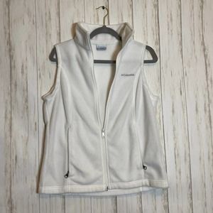 Columbia White Sleeveless Fleece Vest
